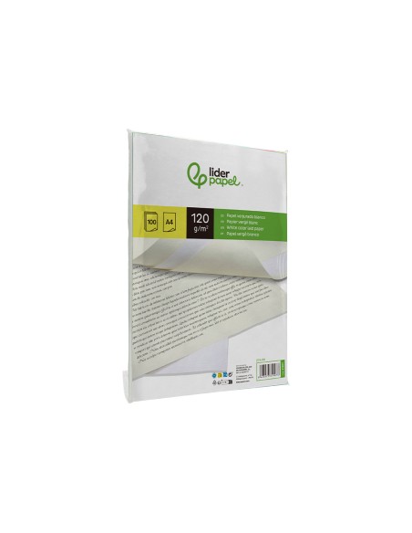 Papel verjurado liderpapel a4 120g/m2 blanco paquete de 100 hojas