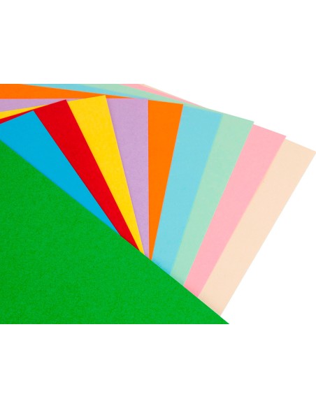 Papel color liderpapel a4 80gr 10 colores surtidos paquete de 100 hojas