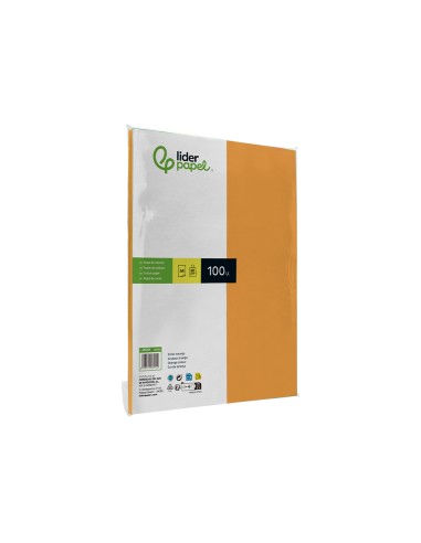 Papel color liderpapel a4 80gr naranja paquete...