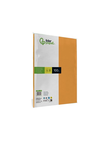 Papel color liderpapel a4 80gr naranja paquete de 100 hojas