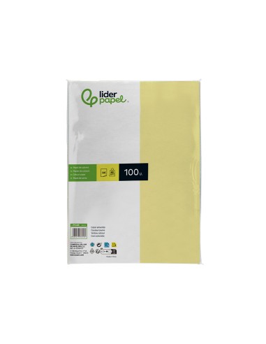Papel color liderpapel a4 80gr amarillo paquete...