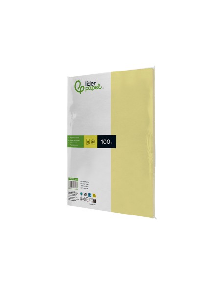 Papel color liderpapel a4 80gr amarillo paquete de 100 hojas