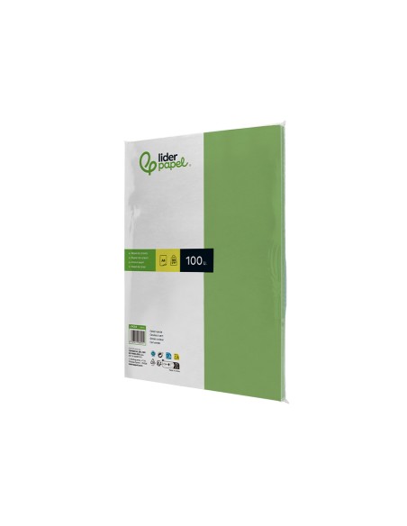 Papel color liderpapel a4 80gr verde paquete de 100 hojas