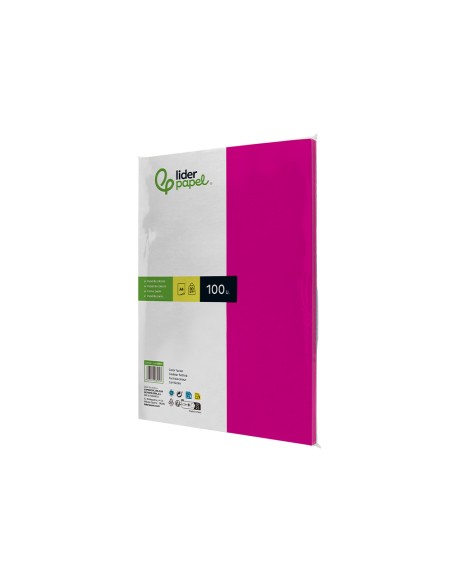 Papel color liderpapel a4 80gr fucsia paquete de 100 hojas