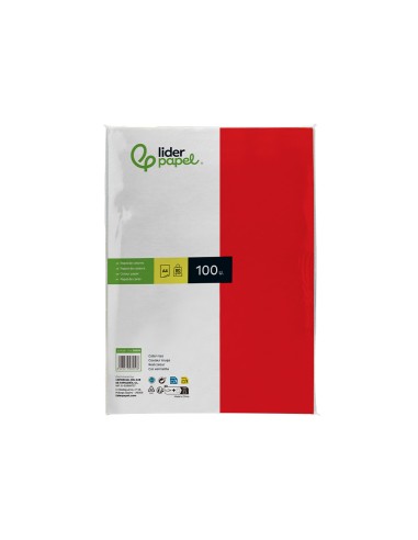 Papel color liderpapel a4 80gr rojo paquete de...