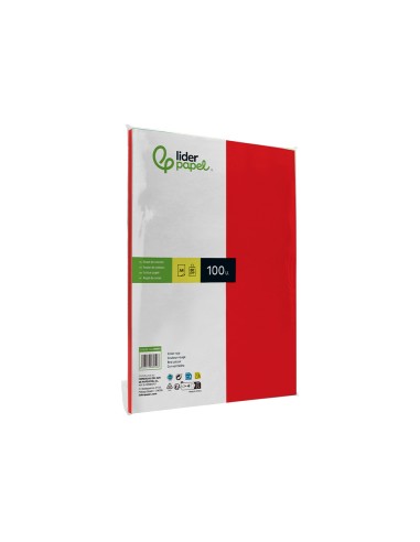 Papel color liderpapel a4 80gr rojo paquete de...
