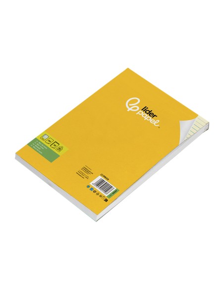 Bloc notas liderpapel encolado a4 rayado horizontal 50 hojas 80 gr color amarillo
