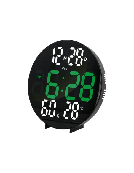 Reloj q-connect digital de pared digital con alarma redondo 27 cm