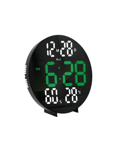 Reloj q-connect digital de pared digital con alarma redondo 27 cm