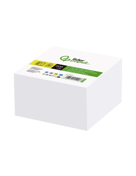 Taco papel liderpapel encolado blanco 500+75 hojas 100x100x60 mm 80 g