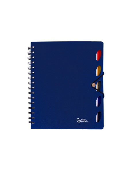 Cuaderno espiral liderpapel a4 micro executive tapa plastico 100h 80gr cuadro 5mm 5 sep aradores con gomilla azul