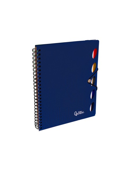Cuaderno espiral liderpapel a4 micro executive tapa plastico 100h 80gr cuadro 5mm 5 sep aradores con gomilla azul