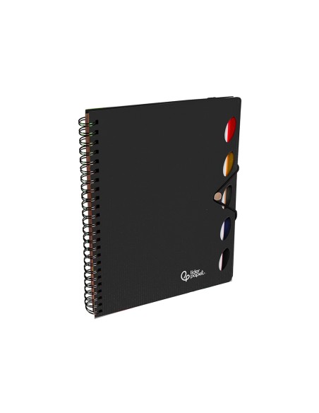 Cuaderno espiral liderpapel a4 micro executive tapa plastico 100h 80gr cuadro 5mm 5 sep aradores con gomilla negro