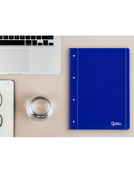 Cuaderno espiral liderpapel a4 micro serie azul tapa blanda 80h 75gr liso con margen 4 taladros azul