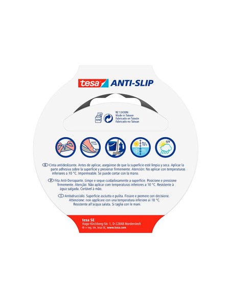 Cinta antideslizante adhesiva tesa uso interior / exterior color negro 15 m x 25 mm