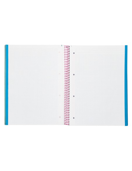 Cuaderno espiral liderpapel a4 micro jolly tapa forrada 140h 75gr cuadro 5mm 5 bandas 4 taladros color turquesa