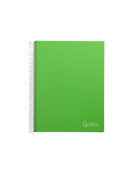 Cuaderno espiral liderpapel a4 micro jolly tapa forrada 140h 75gr cuadro 5mm 5 bandas 4 taladros color verde