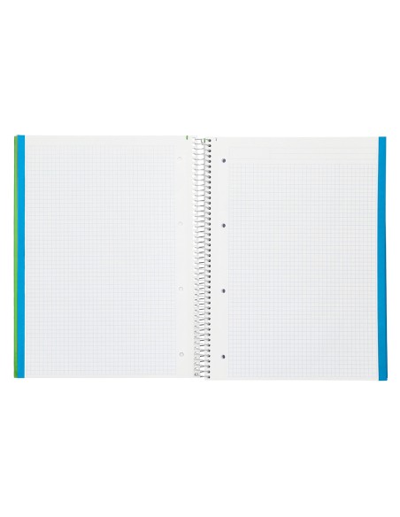 Cuaderno espiral liderpapel a4 micro jolly tapa forrada 140h 75gr cuadro 5mm 5 bandas 4 taladros color verde