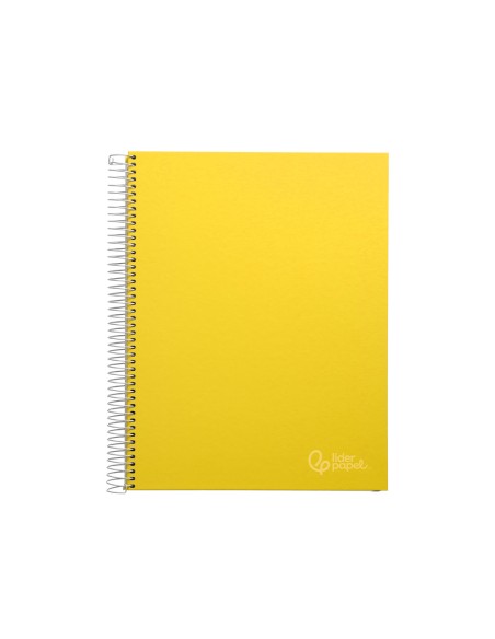 Cuaderno espiral liderpapel a4 micro jolly tapa forrada 140h 75gr cuadro 5mm 5 bandas 4 taladros color amarillo