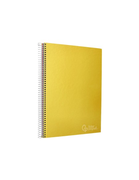 Cuaderno espiral liderpapel a4 micro jolly tapa forrada 140h 75gr cuadro 5mm 5 bandas 4 taladros color amarillo