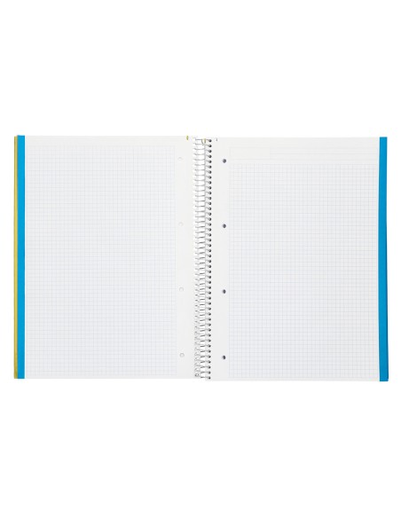 Cuaderno espiral liderpapel a4 micro jolly tapa forrada 140h 75gr cuadro 5mm 5 bandas 4 taladros color amarillo