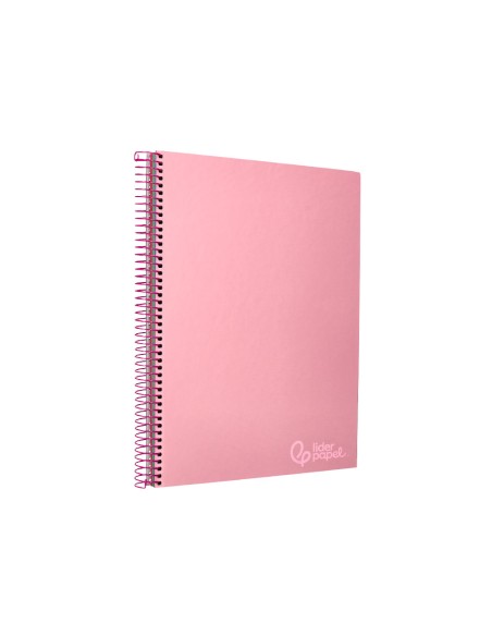 Cuaderno espiral liderpapel a4 micro jolly tapa forrada 140h 75gr cuadro 5mm 5 bandas 4 taladros color rosa