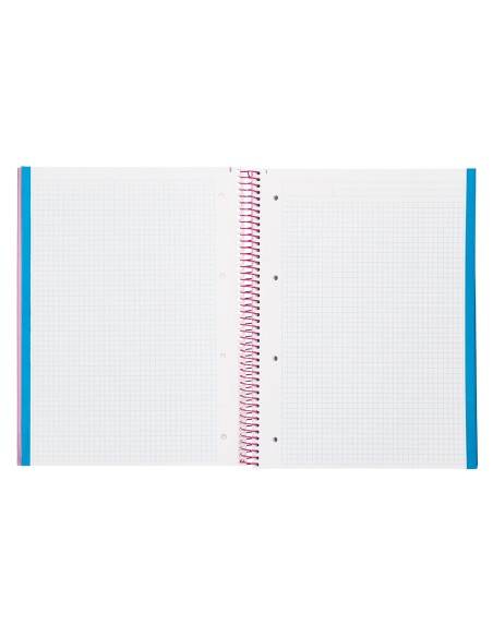 Cuaderno espiral liderpapel a4 micro jolly tapa forrada 140h 75gr cuadro 5mm 5 bandas 4 taladros color rosa
