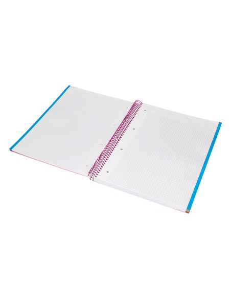 Cuaderno espiral liderpapel a4 micro jolly tapa forrada 140h 75gr cuadro 5mm 5 bandas 4 taladros color rosa