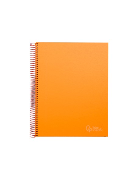Cuaderno espiral liderpapel a4 micro jolly tapa forrada 140h 75gr cuadro 5mm 5 bandas 4 taladros color naranja