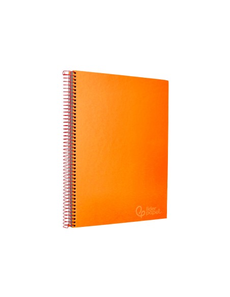 Cuaderno espiral liderpapel a4 micro jolly tapa forrada 140h 75gr cuadro 5mm 5 bandas 4 taladros color naranja