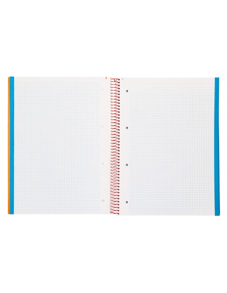 Cuaderno espiral liderpapel a4 micro jolly tapa forrada 140h 75gr cuadro 5mm 5 bandas 4 taladros color naranja