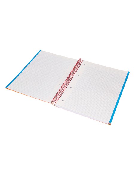 Cuaderno espiral liderpapel a4 micro jolly tapa forrada 140h 75gr cuadro 5mm 5 bandas 4 taladros color naranja