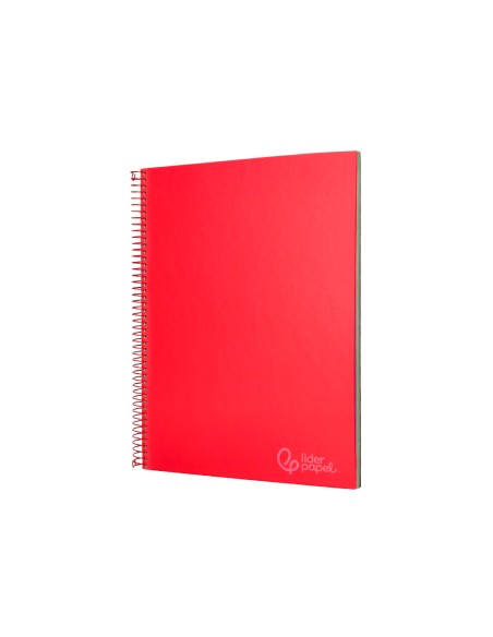 Cuaderno espiral liderpapel a4 micro jolly tapa forrada 140h 75gr cuadro 5mm 5 bandas 4 taladros color rojo