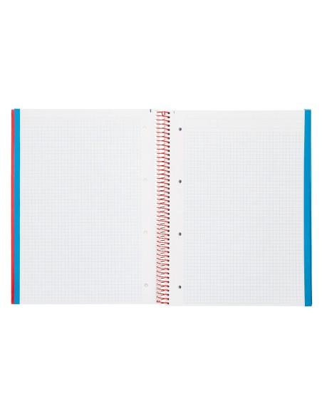 Cuaderno espiral liderpapel a4 micro jolly tapa forrada 140h 75gr cuadro 5mm 5 bandas 4 taladros color rojo