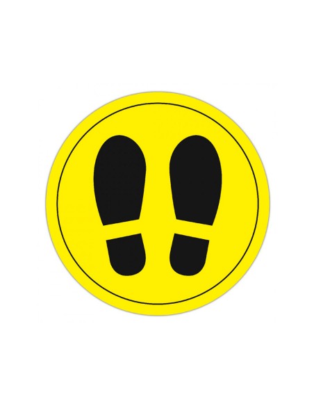 Circulo de señalizacion adhesivo apli para suelo pvc 100 mc pies color amarillo/negro diametro 30 cm