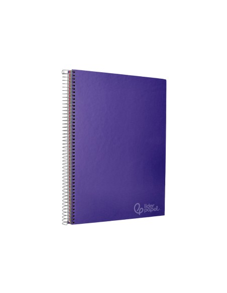 Cuaderno espiral liderpapel a4 micro jolly tapa forrada 140h 75gr cuadro 5mm 5 bandas 4 taladros color lila