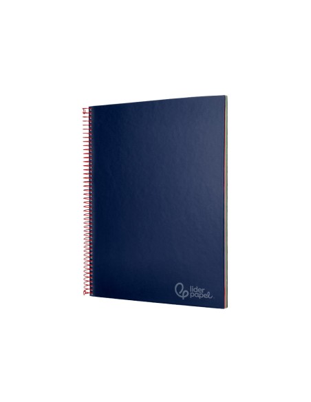 Cuaderno espiral liderpapel a4 micro jolly tapa forrada 140h 75gr cuadro 5mm 5 bandas 4 taladros color azul