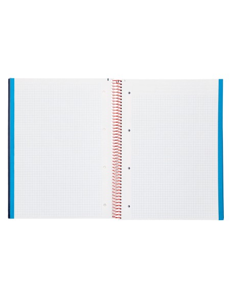 Cuaderno espiral liderpapel a4 micro jolly tapa forrada 140h 75gr cuadro 5mm 5 bandas 4 taladros color azul