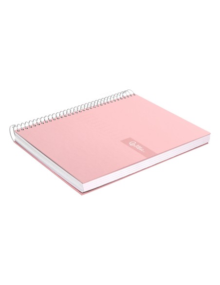 Cuaderno espiral liderpapel a4 micro crafty tapa forrada 120h 90gr cuadro 5mm 5 bandas 4 colores color rosa