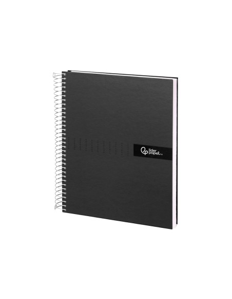 Cuaderno espiral liderpapel a4 micro crafty tapa forrada 120h 90gr cuadro 5mm 5 bandas 4 colores color negro