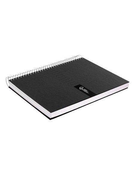 Cuaderno espiral liderpapel a4 micro crafty tapa forrada 120h 90gr cuadro 5mm 5 bandas 4 colores color negro