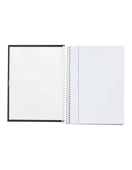 Cuaderno espiral liderpapel a4 micro crafty tapa forrada 120h 90gr cuadro 5mm 5 bandas 4 colores color negro