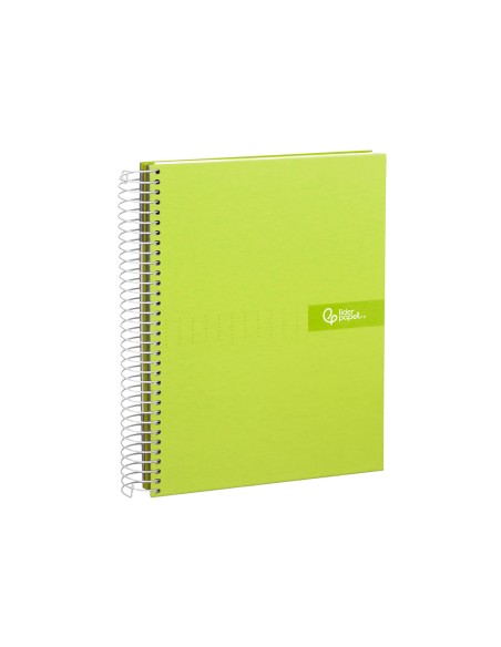 Cuaderno espiral liderpapel a4 micro crafty tapa forrada 120h 90gr cuadro 5mm 5 bandas 4 colores color verde