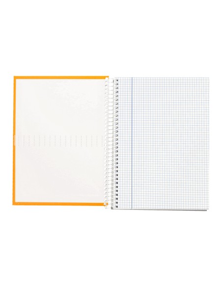 Cuaderno espiral liderpapel a4 micro crafty tapa forrada 120h 90gr cuadro 5mm 5 bandas 4 colores color naranja