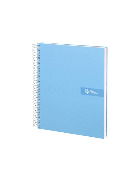 Cuaderno espiral liderpapel a4 micro crafty tapa forrada 120h 90gr cuadro 5mm 5 bandas 4 colores celeste