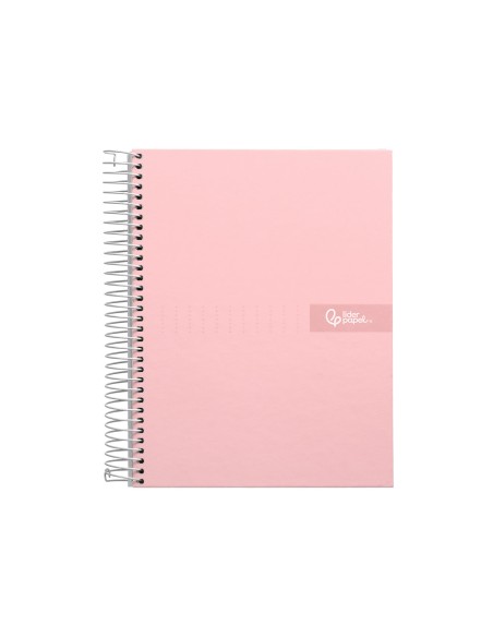 Cuaderno espiral liderpapel a4 crafty tapa forrada 80h 90gr cuadro 4 mm con margen color rosa