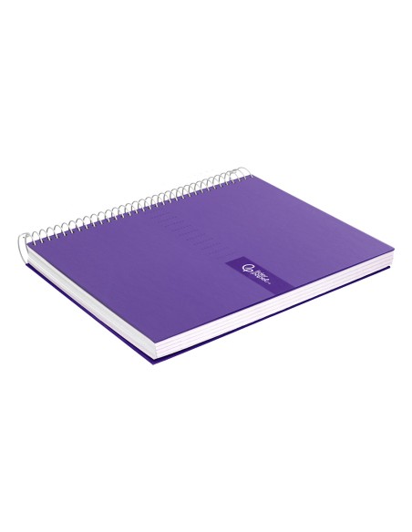 Cuaderno espiral liderpapel a4 crafty tapa forrada 80h 90gr cuadro 4mm con margen color violeta