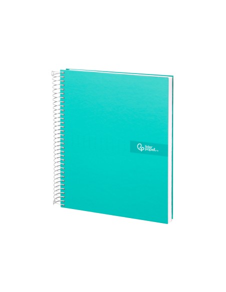 Cuaderno espiral liderpapel a4 crafty tapa forrada 80h 90gr cuadro 4mm con margen color turquesa