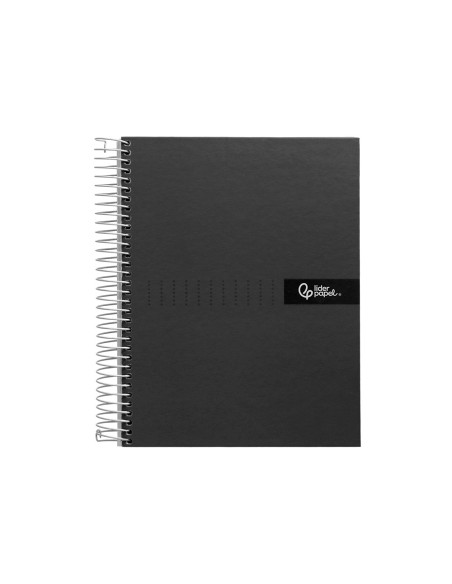 Cuaderno espiral liderpapel a4 crafty tapa forrada 80h 90gr cuadro 4mm con margen color negro