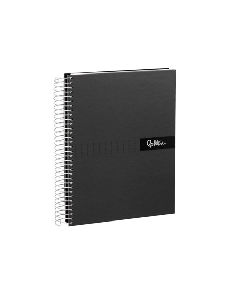 Cuaderno espiral liderpapel a4 crafty tapa forrada 80h 90gr cuadro 4mm con margen color negro